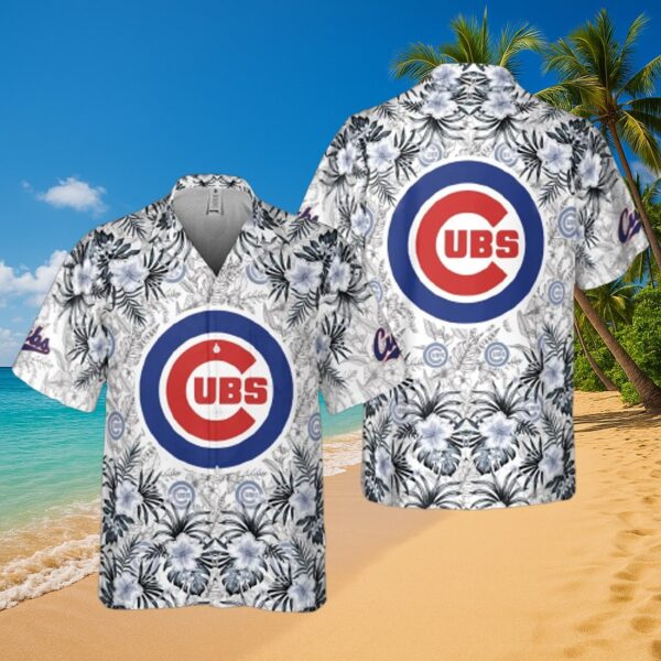 Official Chicago Cubs Grayscale Tropical Floral Shirt
