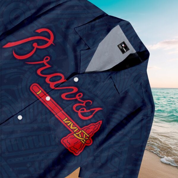 Official MLB Braves Tribal Pattern Hawaiian Shirt - Image 3