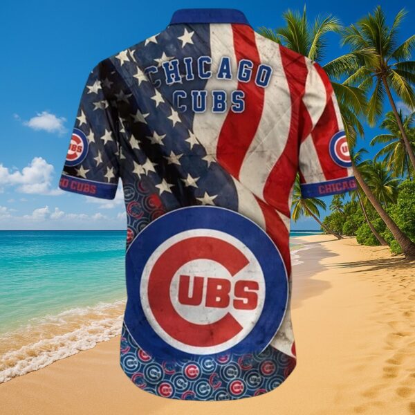 Patriotic Chicago Cubs Hawaiian Shirt - MLB Fanwear - Image 3