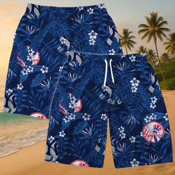 Yankees Navy Tropical Floral Hawaiian Shirt - Image 5