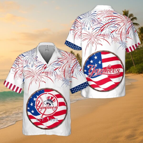 Yankees Patriotic Fireworks Hawaiian Shirt - MLB Fan Gear