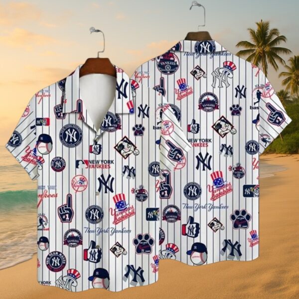 Yankees Pinstripe Multi-Graphic Hawaiian Shirt