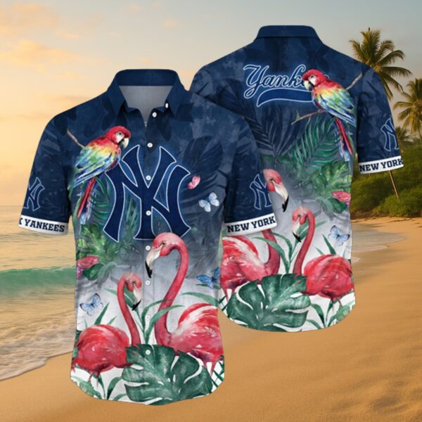 Yankees Tropical Birds & Flamingo Aloha Shirt