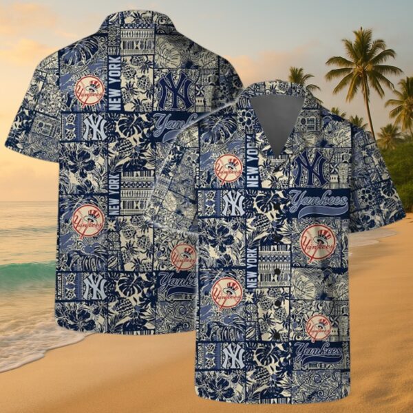 Yankees Tropical Patchwork Aloha Shirt