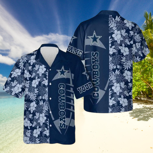 Dallas Cowboys Mens Hawaiian Floral Palm Button Down Shirt
