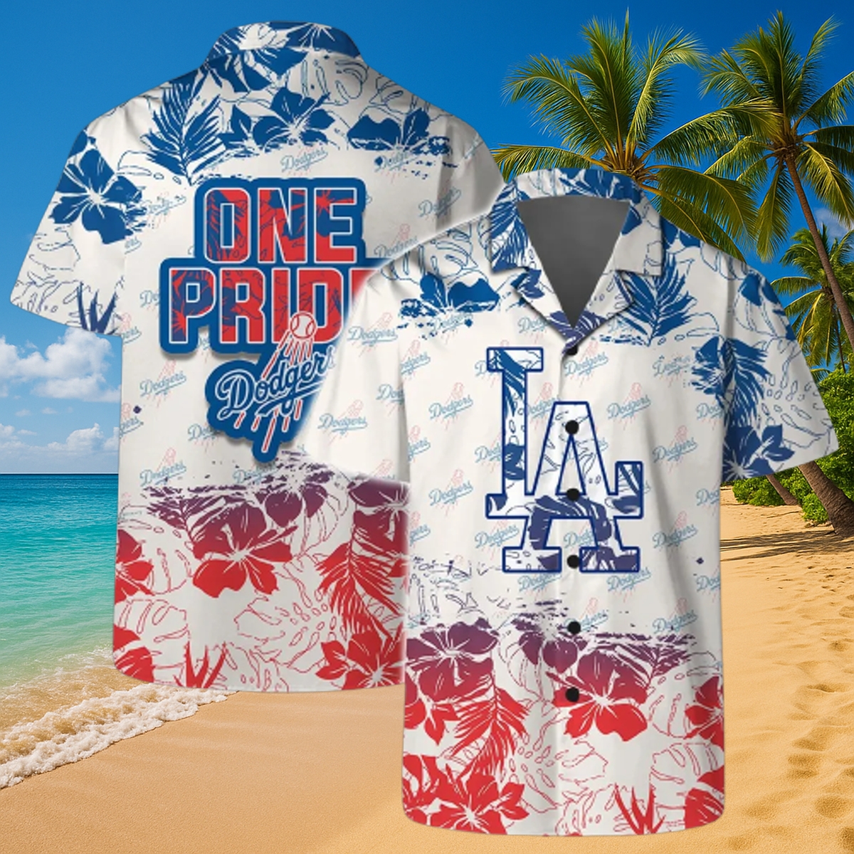 LA Dodgers Tropical Floral Hawaiian Shirt & Shorts Set