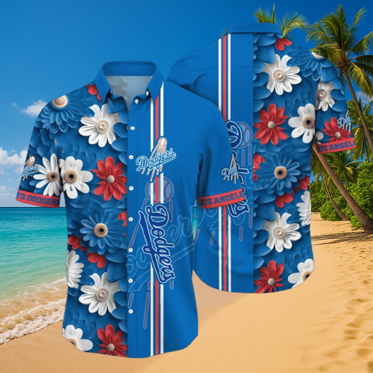 Los Angeles Dodgers MLB Floral Split Design Hawaiian Shirt