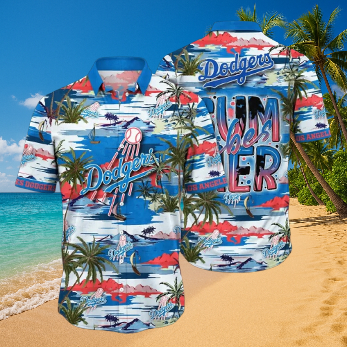 LA Dodgers Summer Vibes Aloha Shirt - Tropical Print
