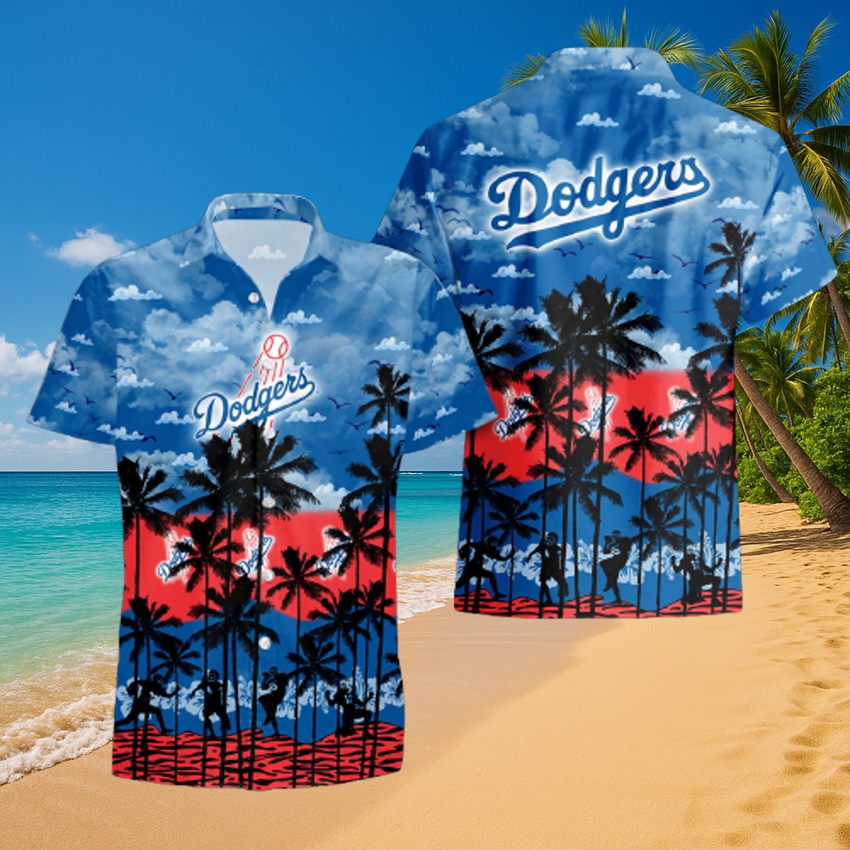 Los Angeles Dodgers Tropical Sunset Aloha Shirt