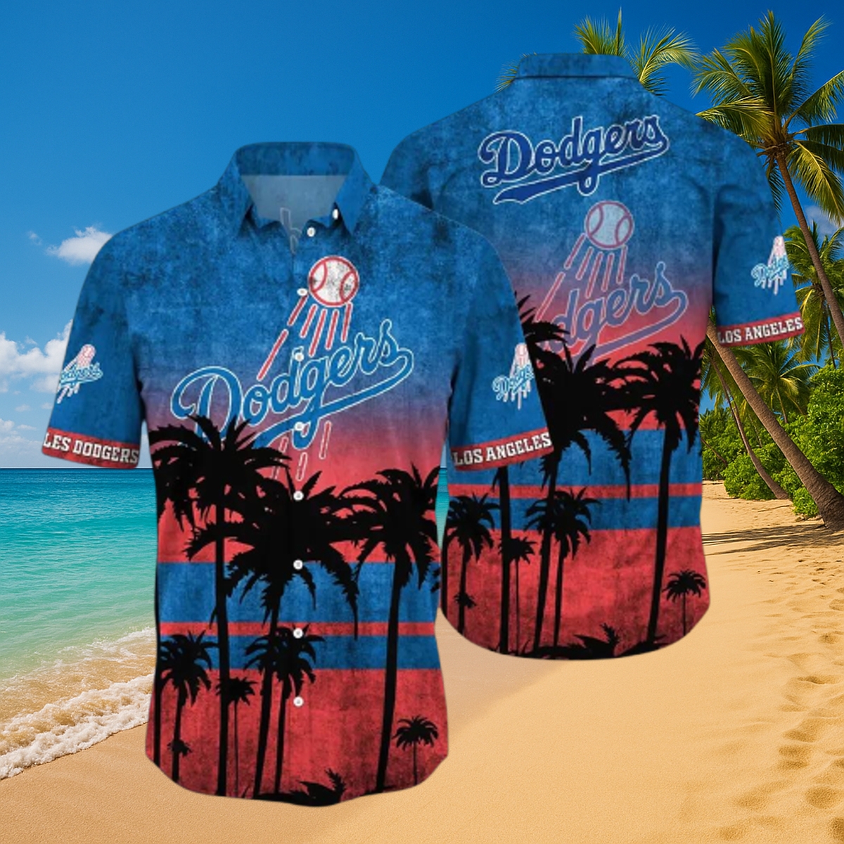 LA Dodgers Sunset Palm Tree Hawaiian Shirt - MLB Aloha Fan Gear