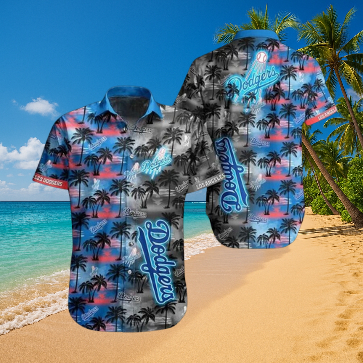 MLB Los Angeles Dodgers Tropical Palm Tree Hawaiian Shirt