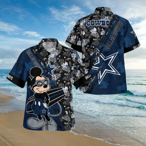 Mickey Mouse Dallas Cowboy Hawaiian Floral Shirt​