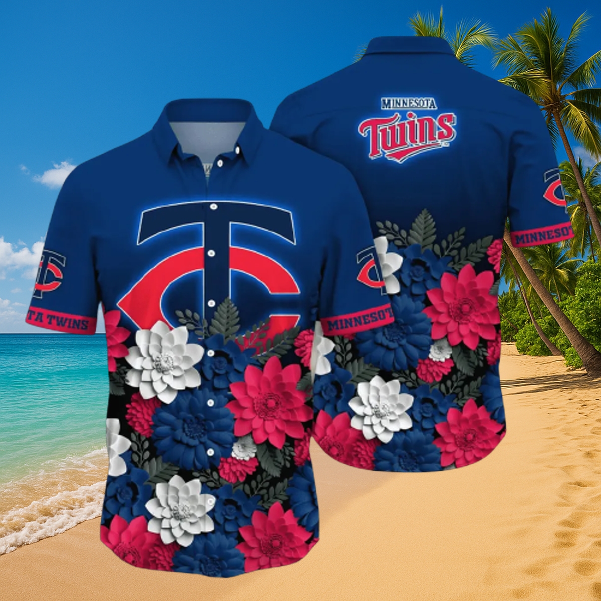 Minnesota Twins Bold Bloom Hawaiian Shirt – Tropical Floral Edition