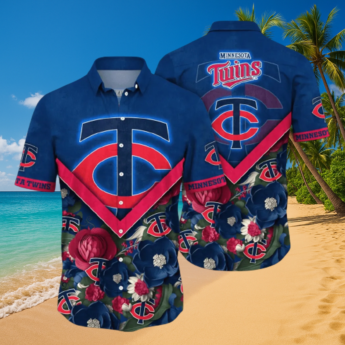 Minnesota Twins Chevron Blossom Hawaiian Shirt