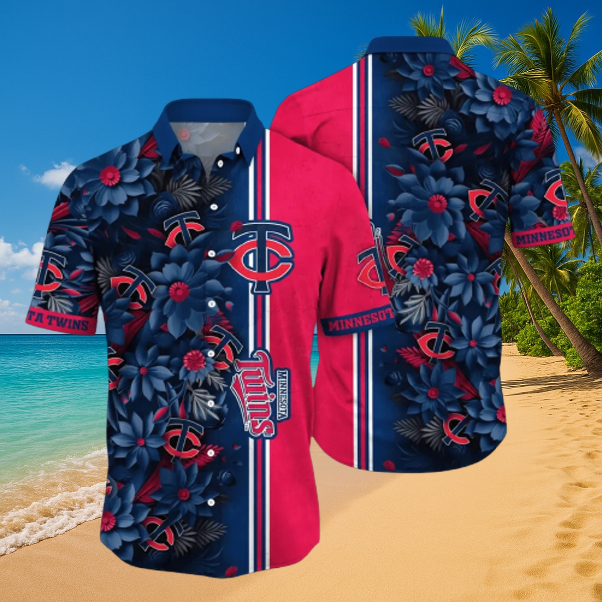 Minnesota Twins Floral Stripe Hawaiian Shirt – Tropical MLB Beachwear