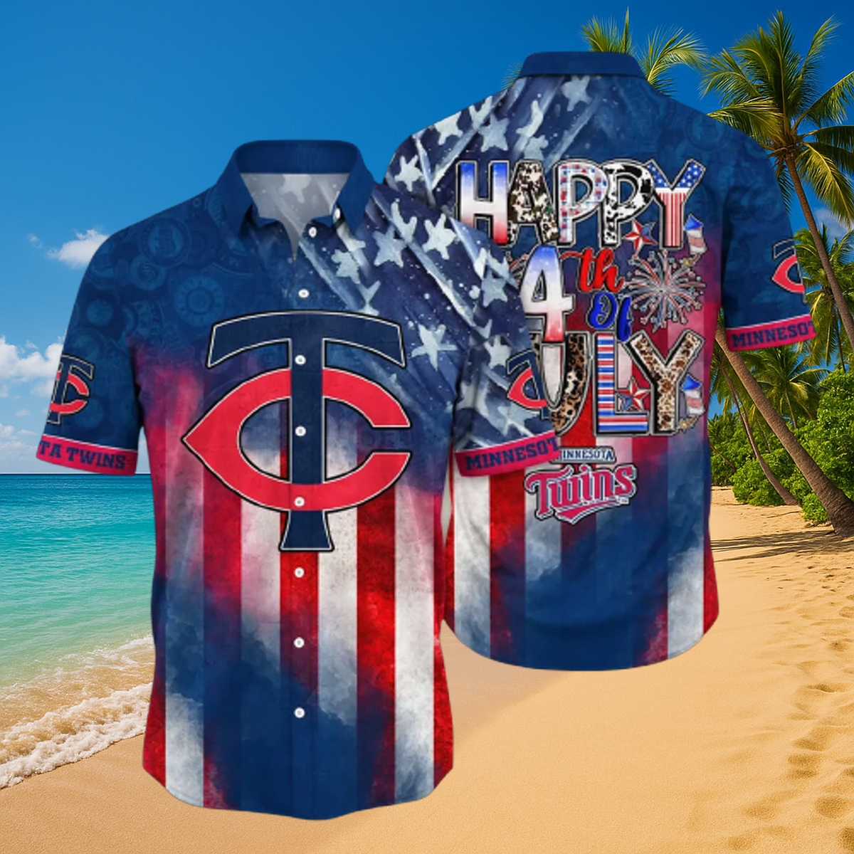 Minnesota Twins 4th of July Hawaiian Shirt – Patriotic MLB Beachwear