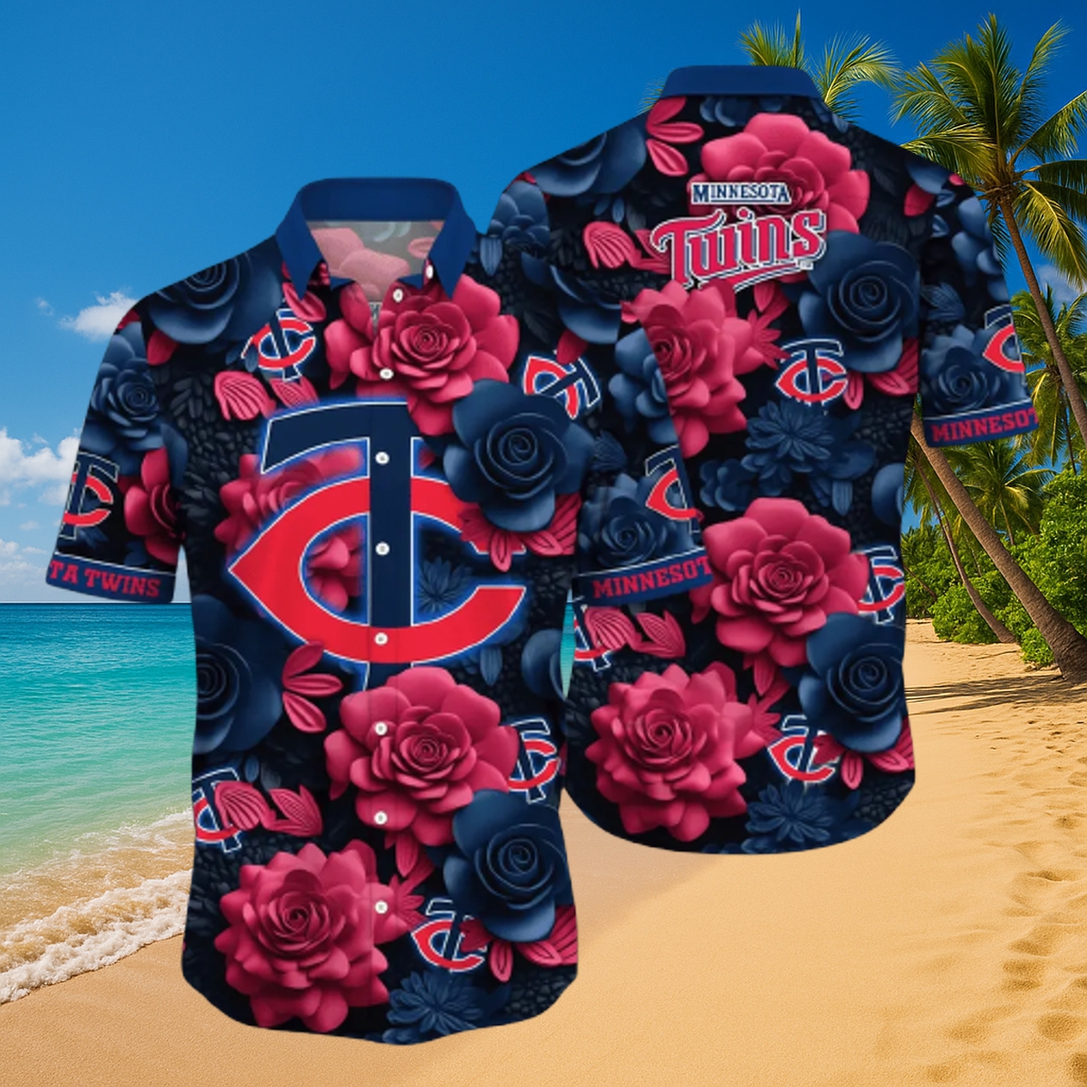 Personalized Minnesota Twins Midnight Bloom Hawaiian Shirt – Floral MLB Fan Beachwear
