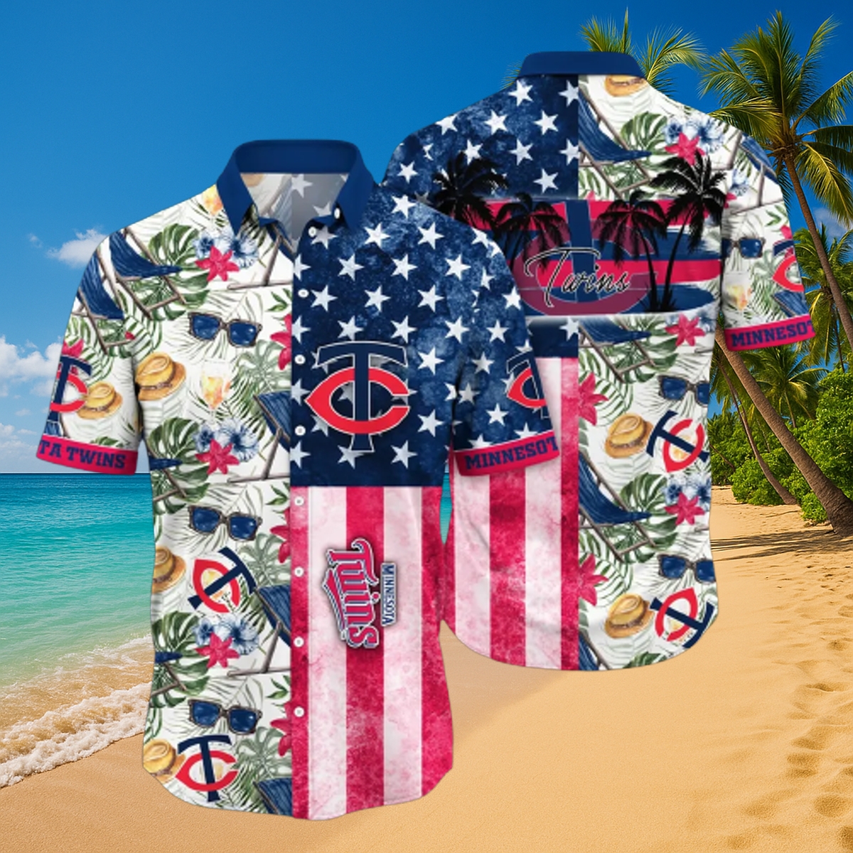 Minnesota Twins Patriotic Paradise Hawaiian Shirt