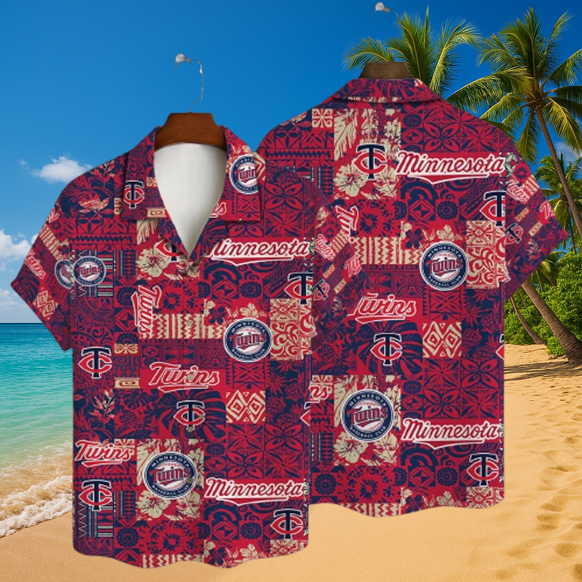 Personalized Minnesota Twins Tropic All-Star Hawaiian Shirt – Red & Navy MLB Beachwear