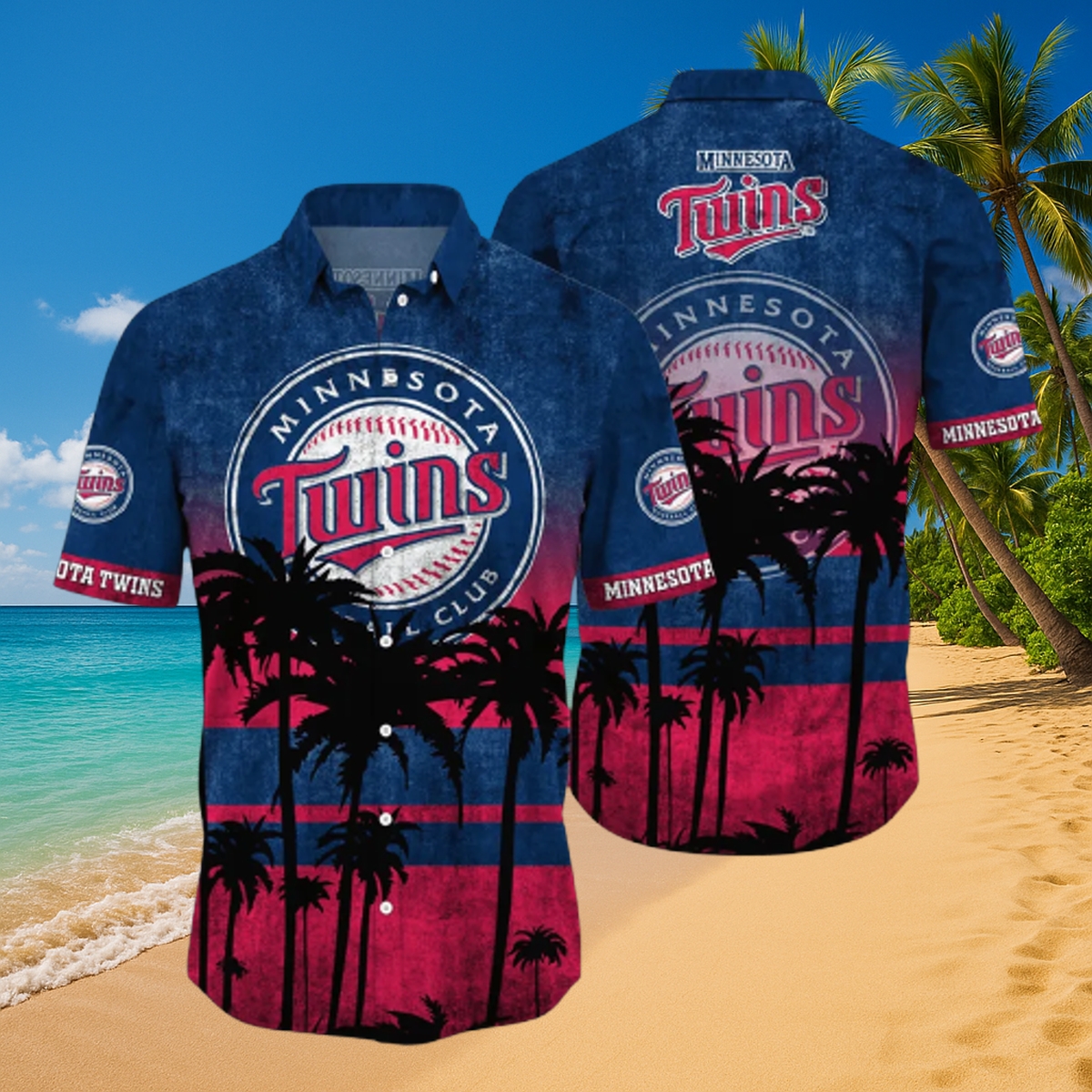 Personalized Minnesota Twins Tropical Sunset Hawaiian Shirt – Ombre Beach & Game-Day Fan Gear