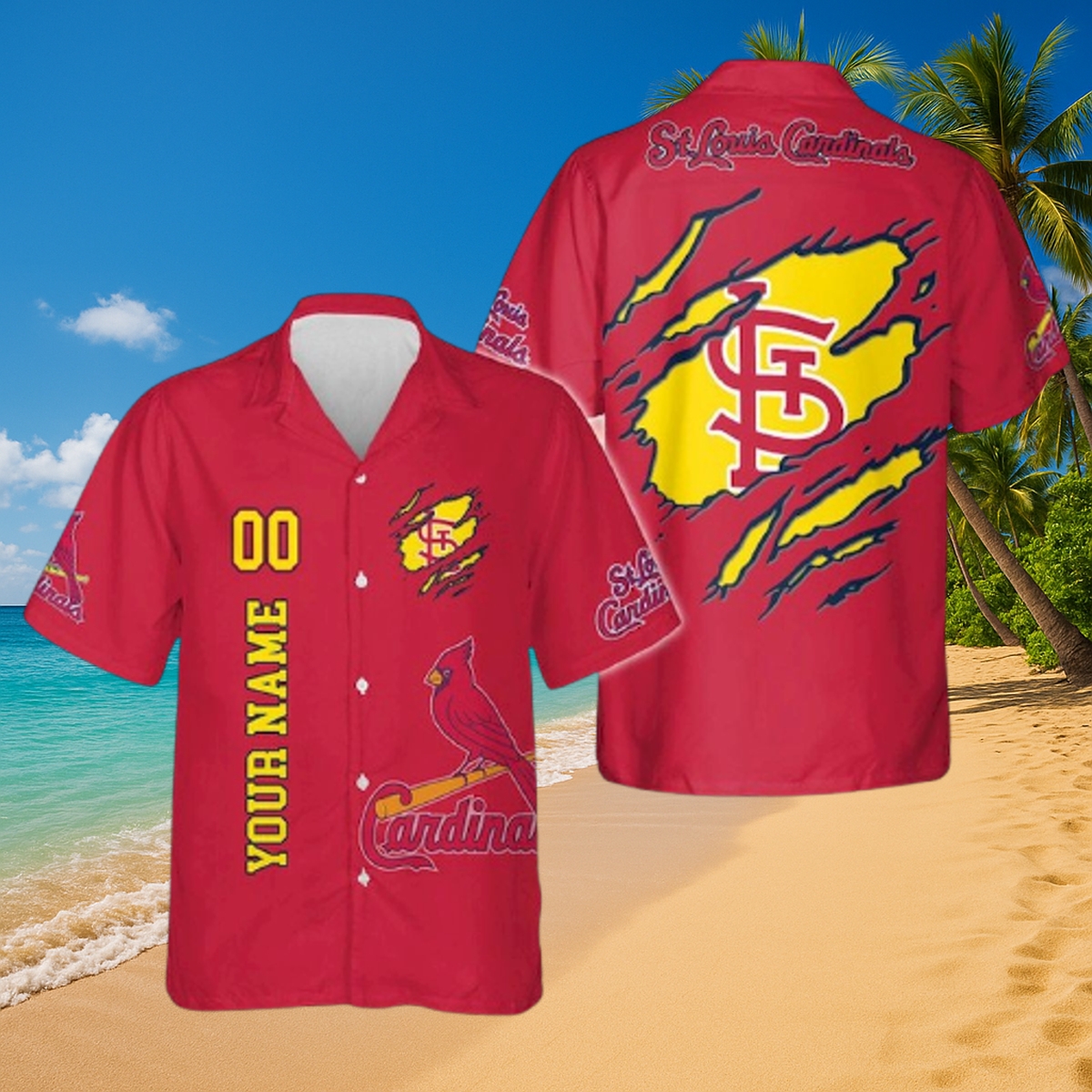 Personalized St. Louis Cardinals Claw Sunset Hawaiian Shirt