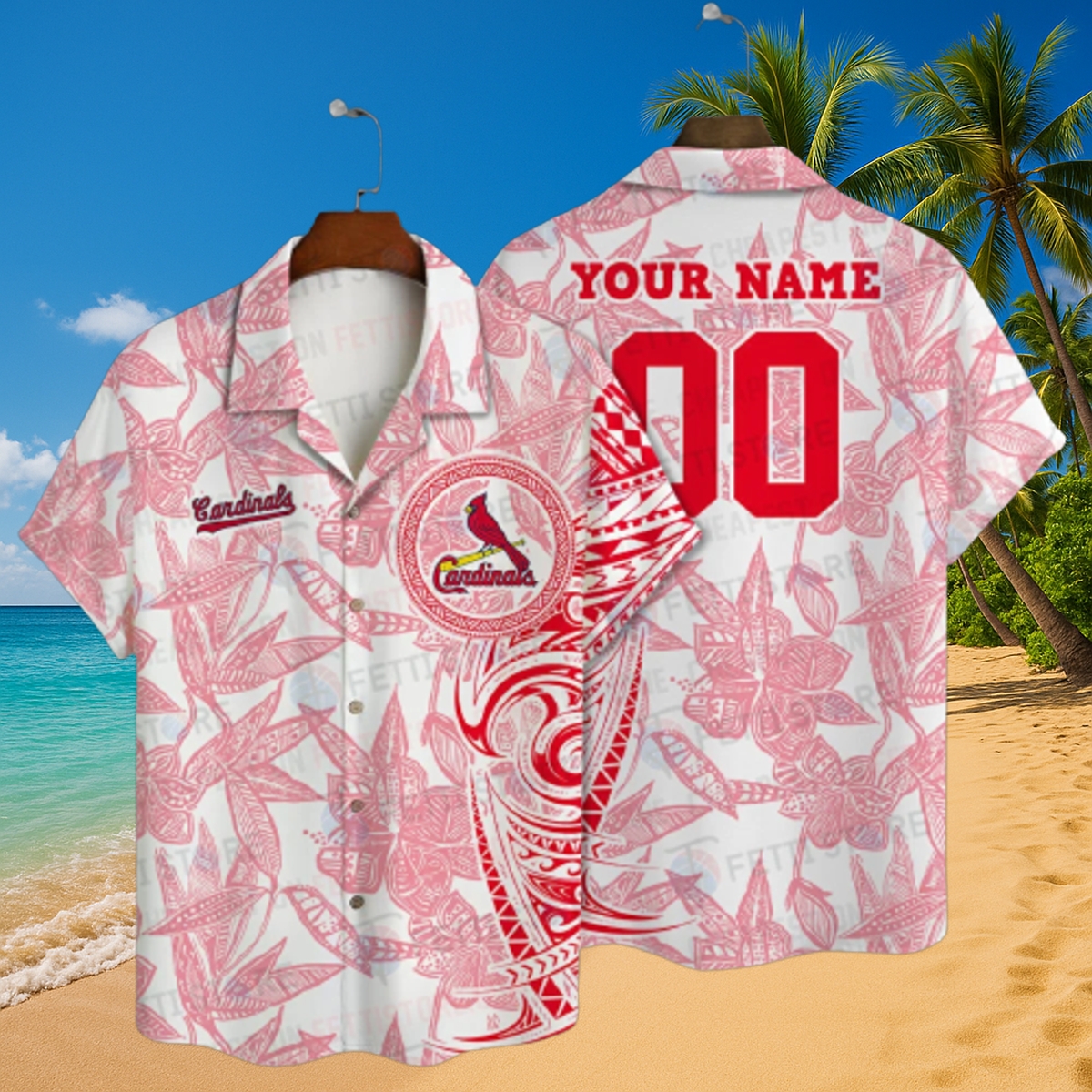 Personalized St. Louis Cardinals Tribal Bloom Hawaiian Shirt