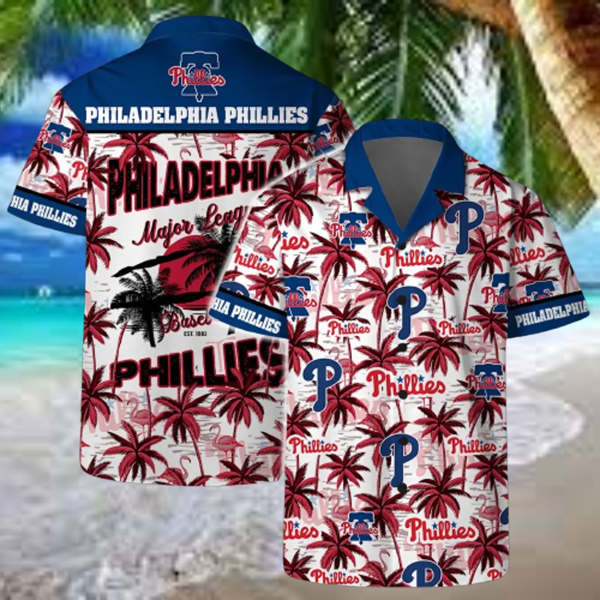 Philadelphia Phillies Coconut Tree Pattern Hawaiian Shirt