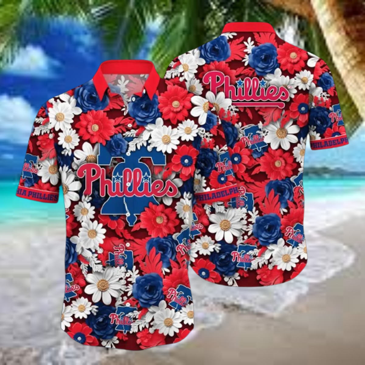 Philadelphia Phillies Floral Emblem Hawaiian Shirt