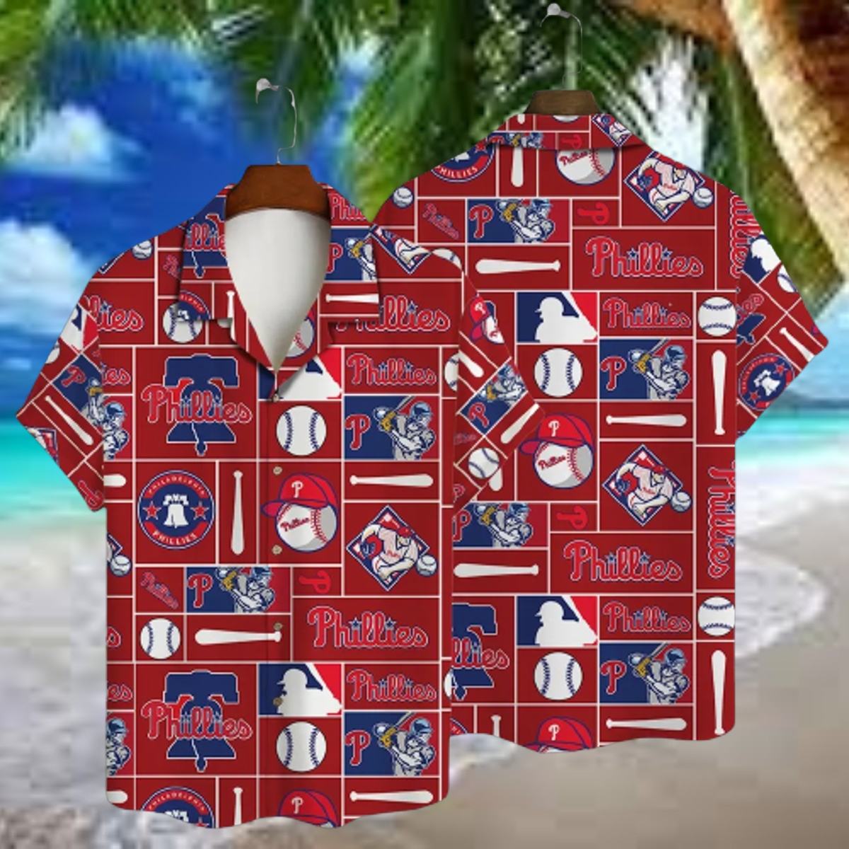 Philadelphia Phillies Retro Baseball Patchwork Hawaiian Shirt