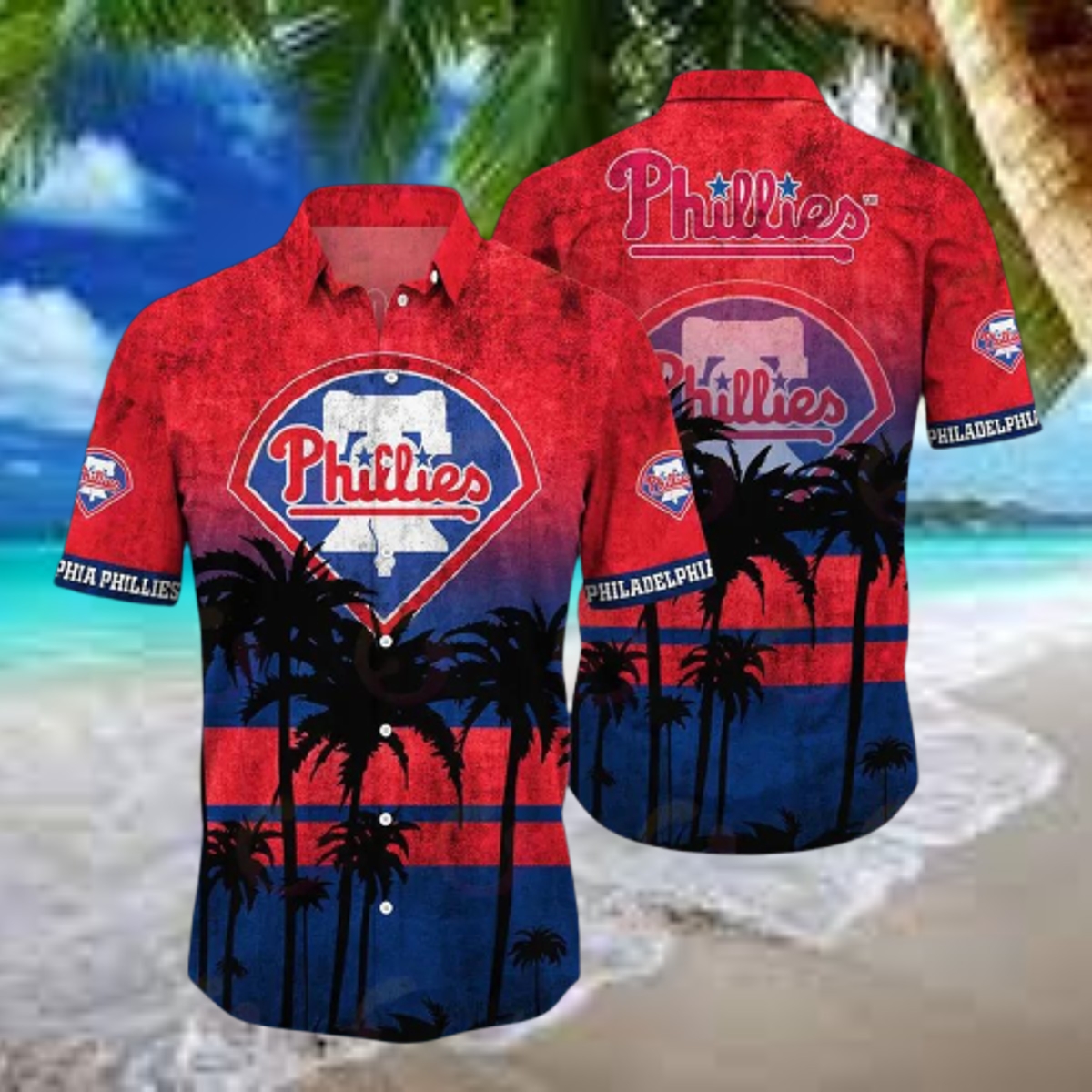 Philadelphia Phillies Sunset Palms Hawaiian Shirt