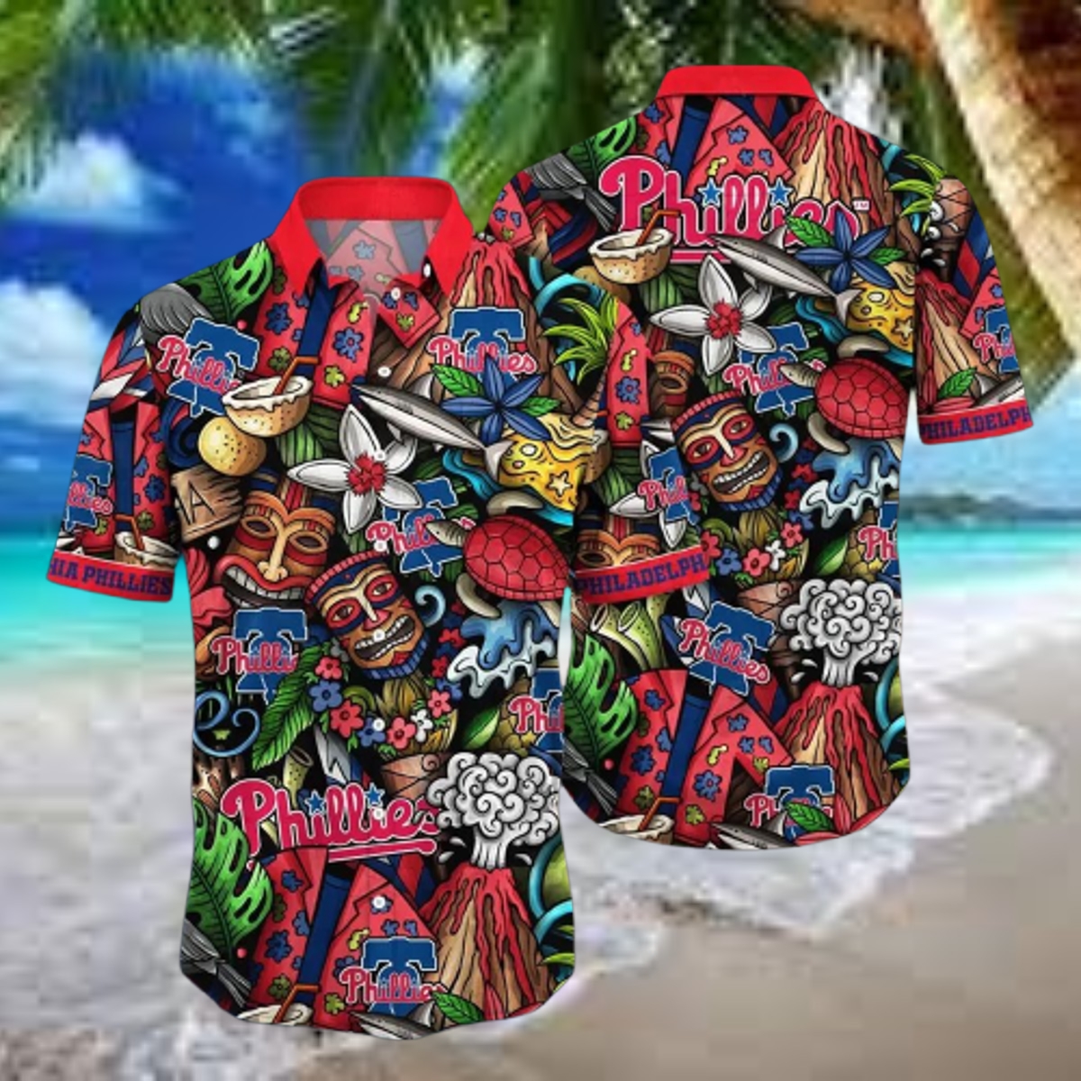 Philadelphia Phillies Tiki Adventure Hawaiian Shirt