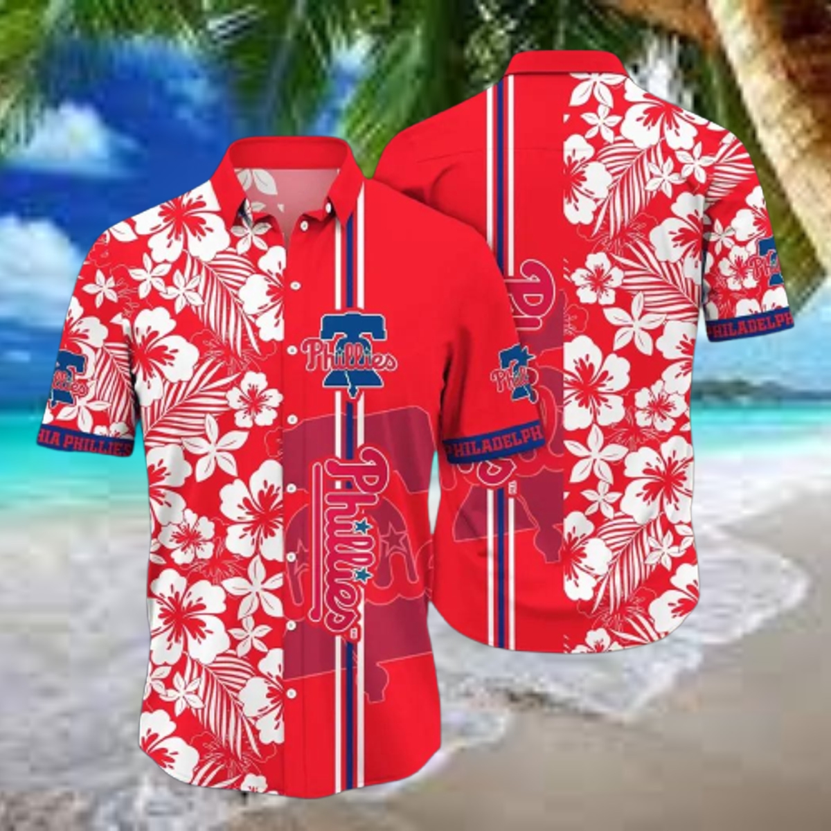 Philadelphia Phillies Tropical Hibiscus Hawaiian Shirt