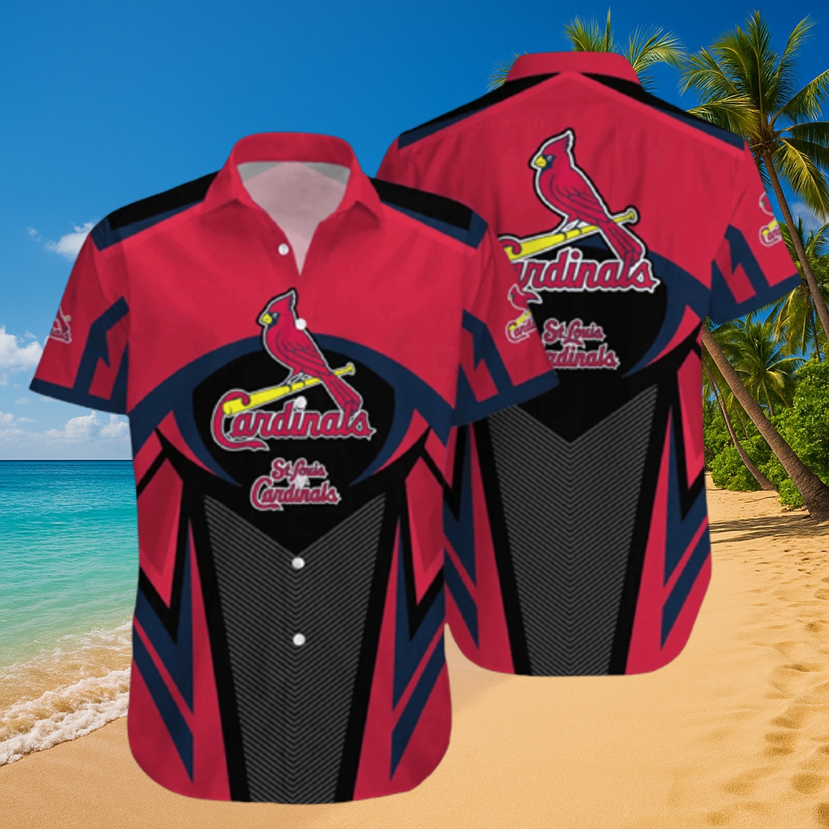 St. Louis Cardinals Bold Chevron Hawaiian Shirt