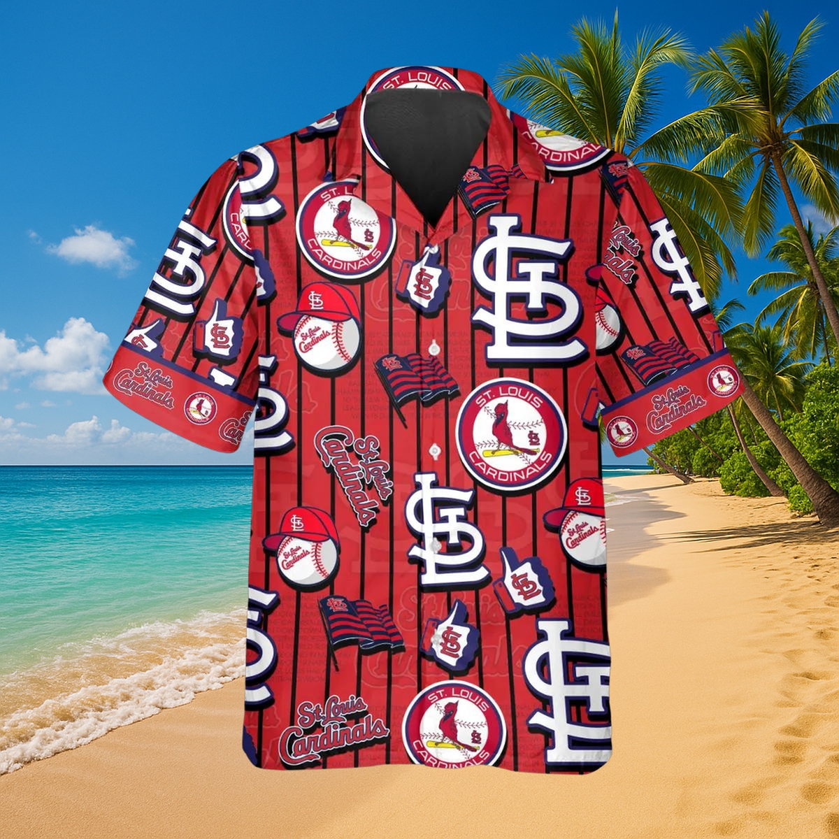 St. Louis Cardinals Dugout Stripes Hawaiian Shirt