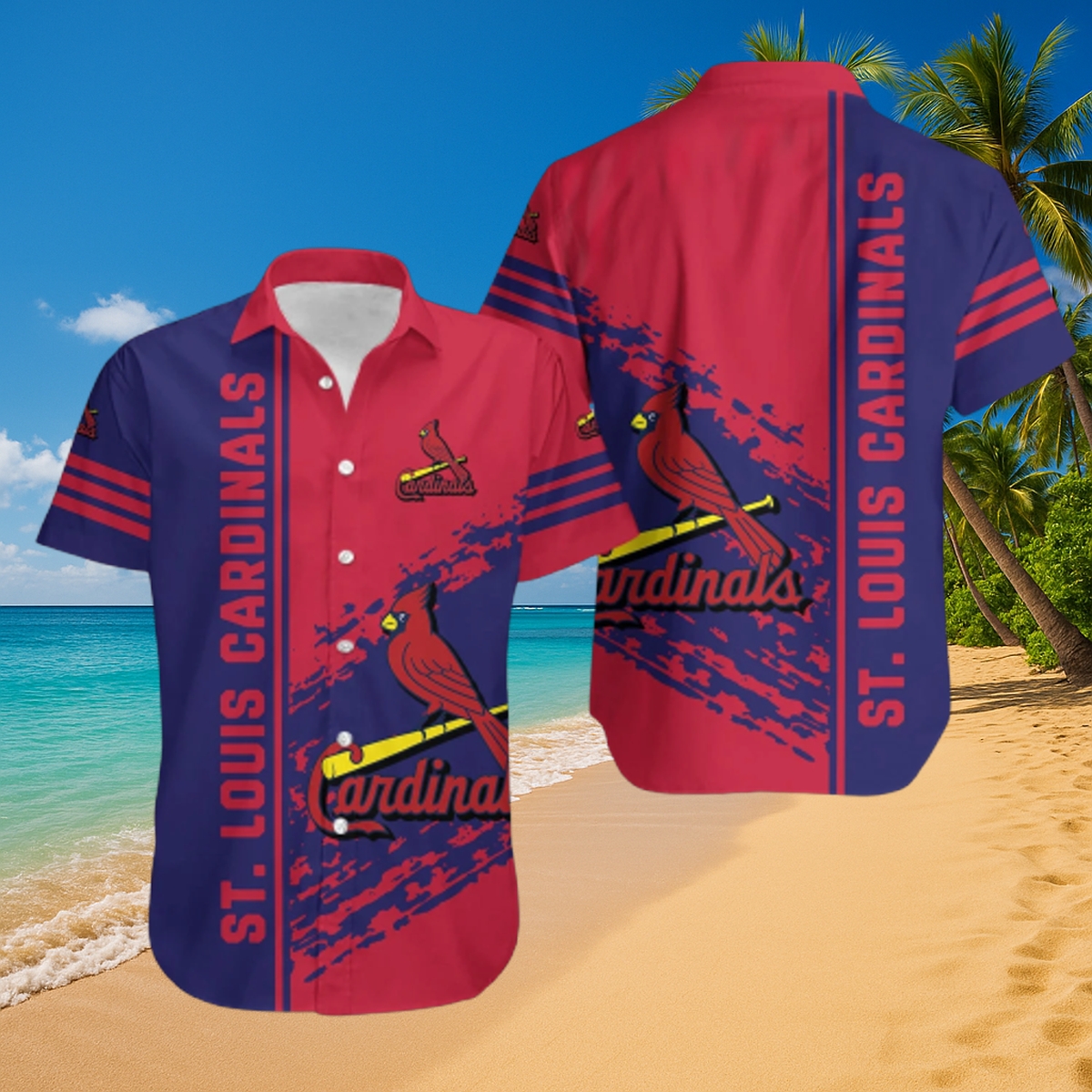 St. Louis Cardinals Dynamic Stripe Hawaiian Shirt