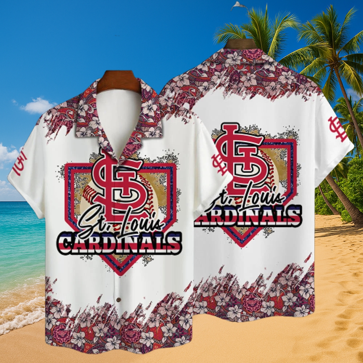 St. Louis Cardinals Floral Diamond Hawaiian Shirt