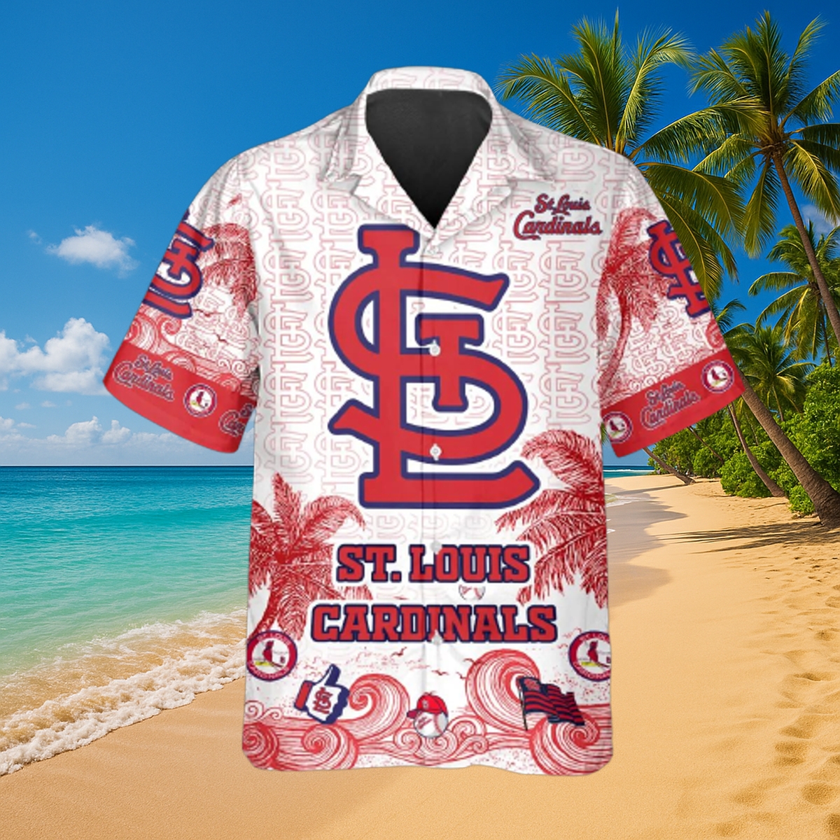 St. Louis Cardinals Ocean Waves Hawaiian Shirt