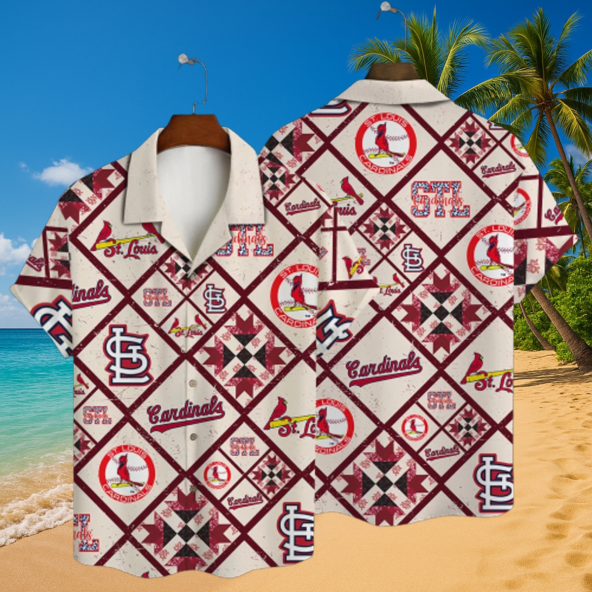 St. Louis Cardinals Quilt Patch Hawaiian Shirt
