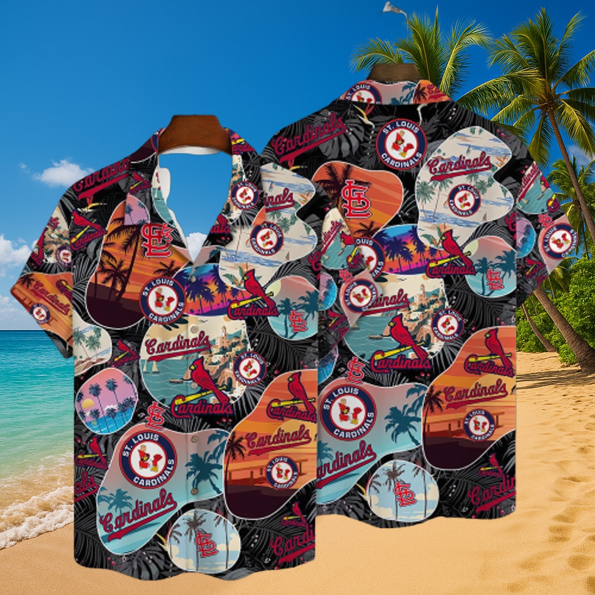 St. Louis Cardinals Sunset Collage Hawaiian Shirt