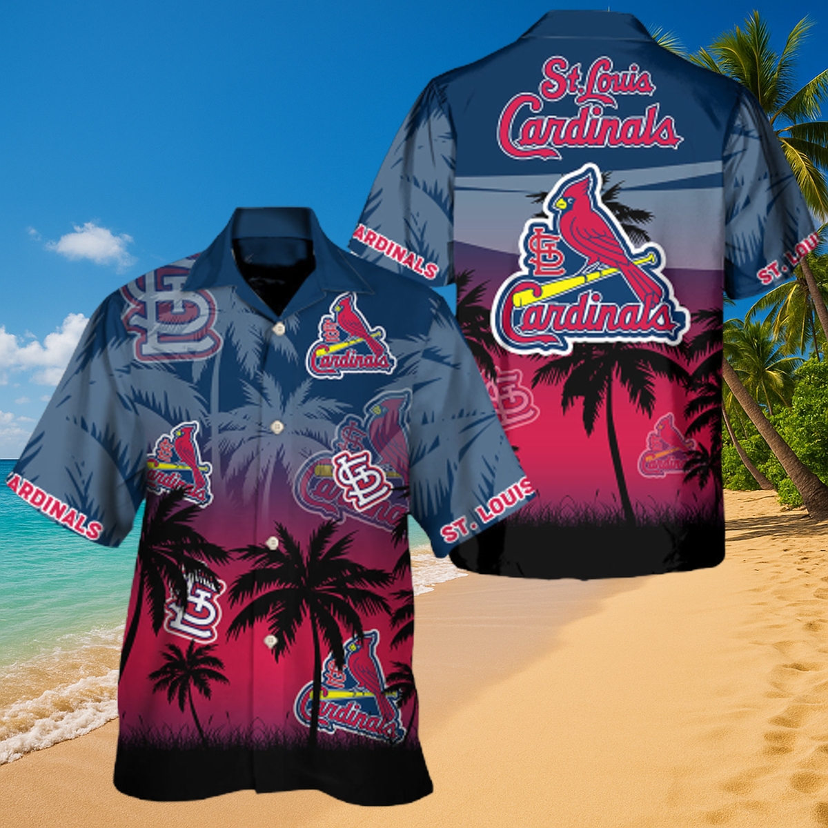 St. Louis Cardinals Twilight Palms Hawaiian Shirt