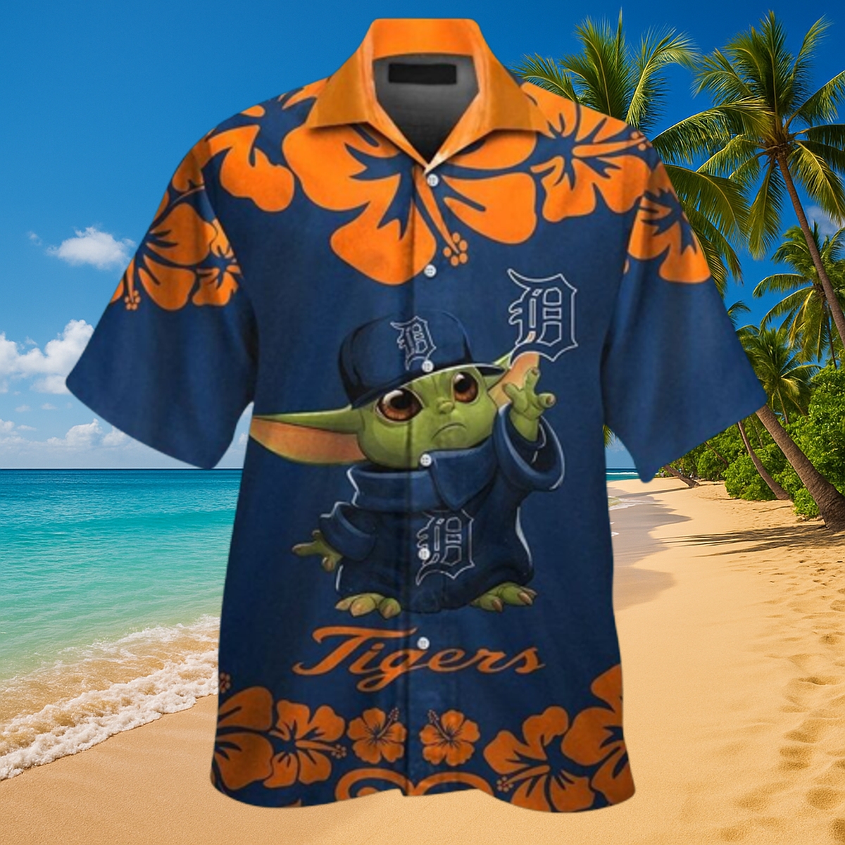 Detroit Tigers Baby Yoda Hawaiian Shirt – Unisex MLB Tropical Tiki All-Over Print
