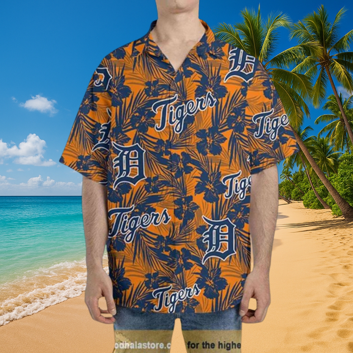 Detroit Tigers Hawaiian Shirt – Orange Floral MLB All-Over Print