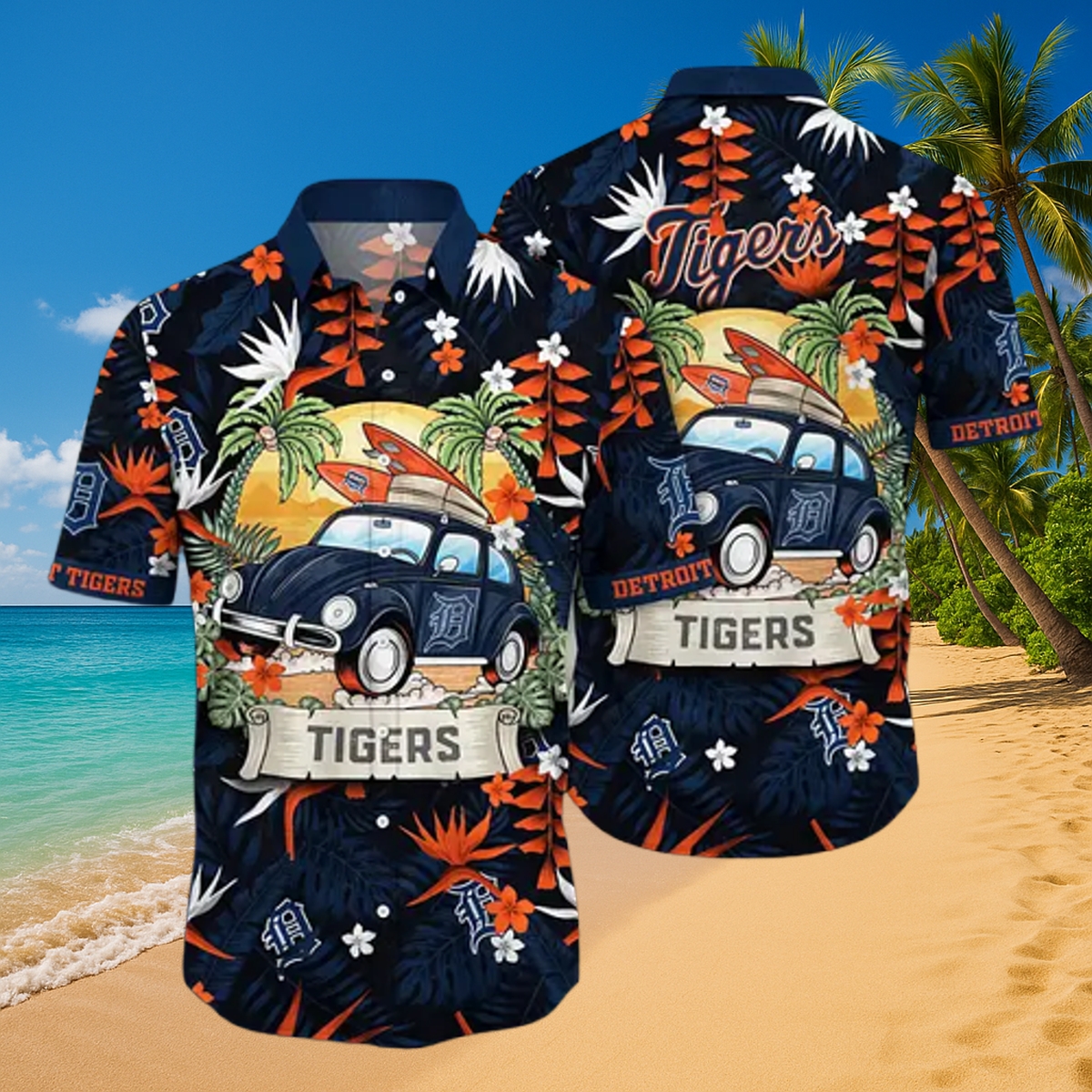 Detroit Tigers Surf VW Beetle Hawaiian Shirt – Tropical MLB All-Over Print