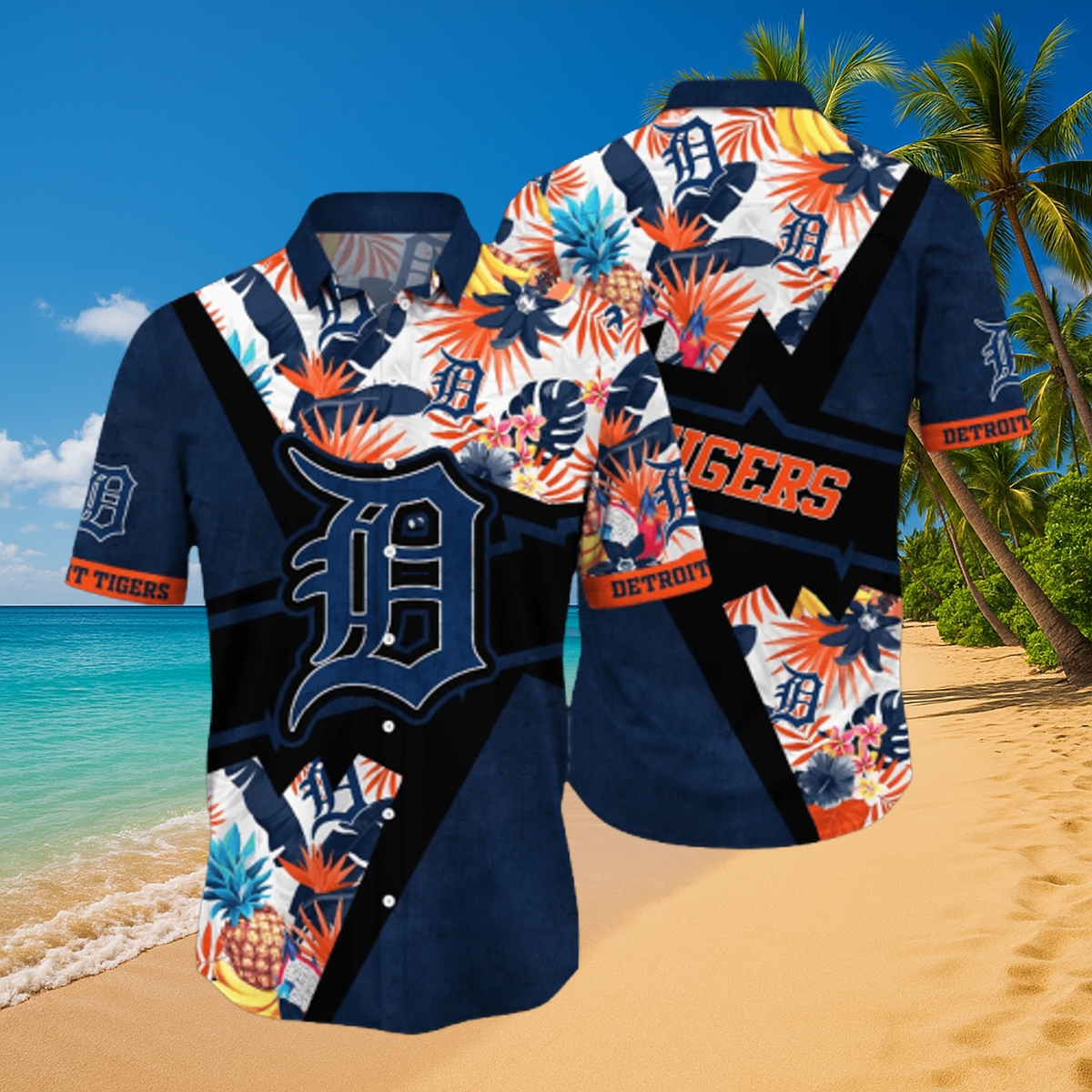 Detroit Tigers Geometric & Floral Hawaiian Shirt – MLB All-Over Print