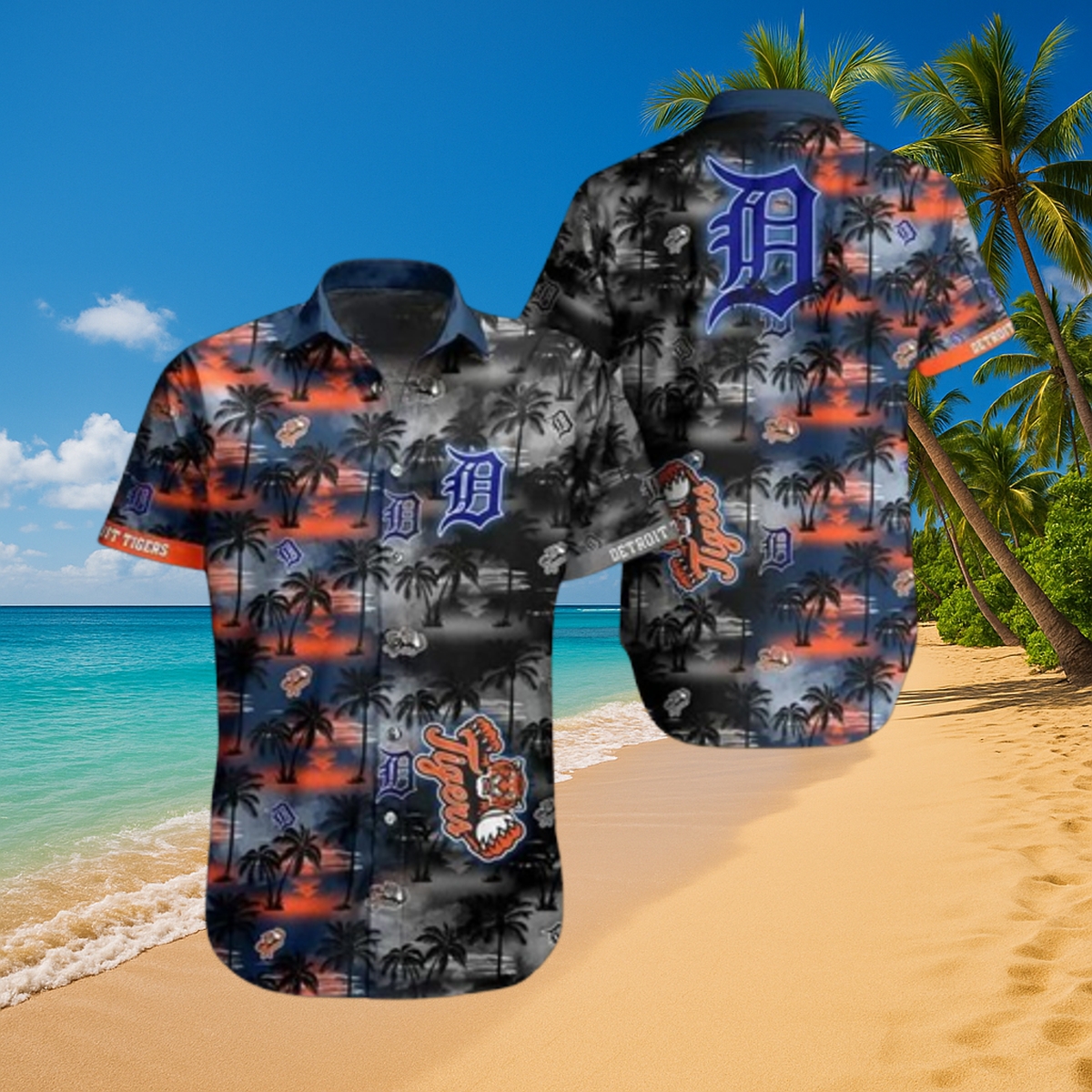 Official Detroit Tigers MLB Hawaiian Shirt – Limited Edition Palm Tree Print Unisex Beach Button-Up