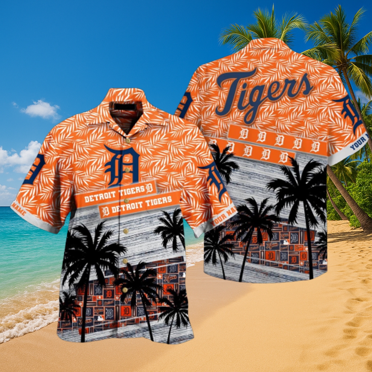 Detroit Tigers Orange Palm Hawaiian Shirt – MLB All-Over Print