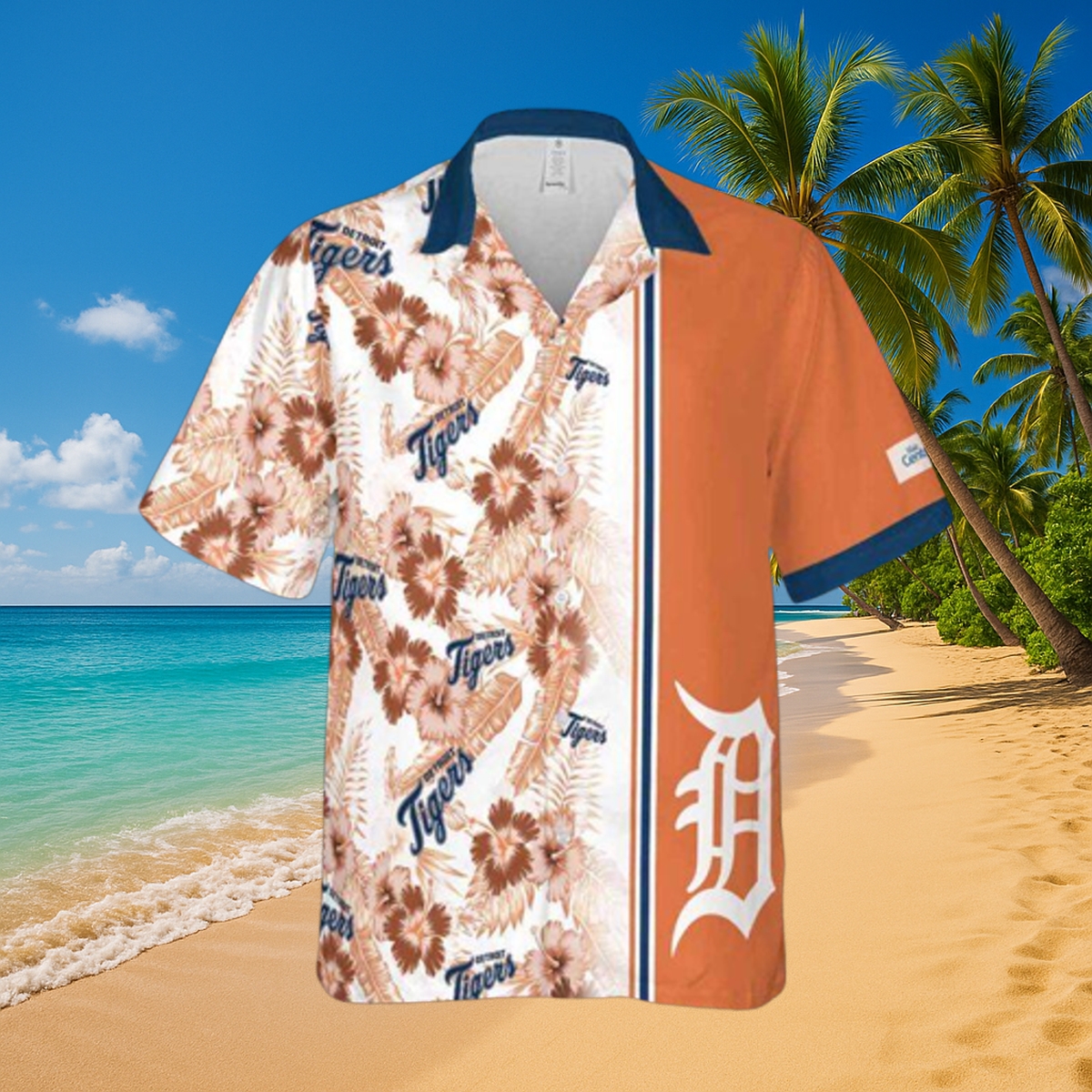 Detroit Tigers Split Floral & Orange Hawaiian Shirt – MLB All-Over Print