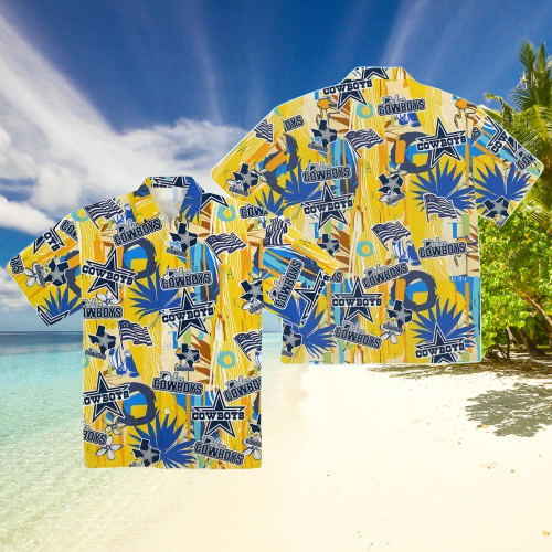 Yellow Hawaiian Dallas Cowboys Shirt​