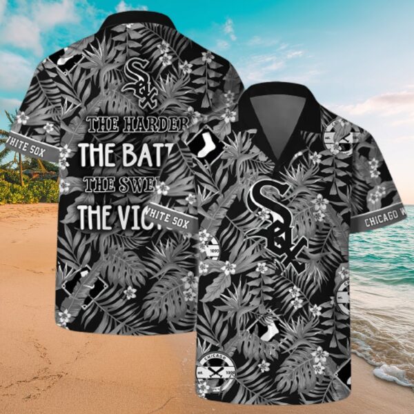 Chicago White Sox Black & White Tropical Aloha Shirt