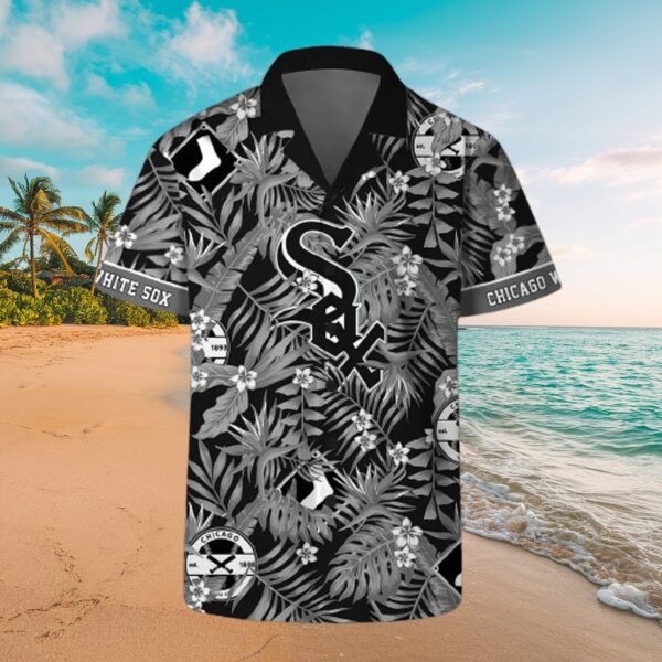 Chicago White Sox Black & White Tropical Aloha Shirt - Image 3